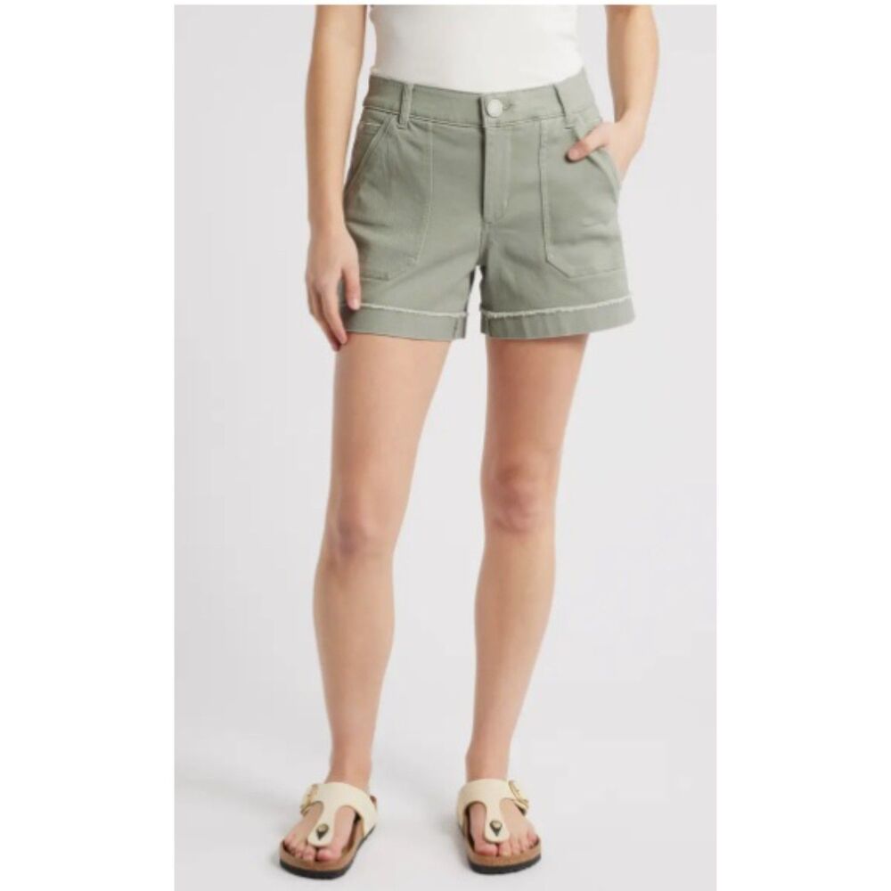 Nordstrom Wit & Wisdom Frayed Patch Pocket High Waist Twill Shorts 2